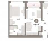 3-комн, 62 кв м, этаж 2/18 ул Госпаровская, 29