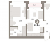 3-комн, 62 кв м, этаж 8/18 ул Госпаровская, 29
