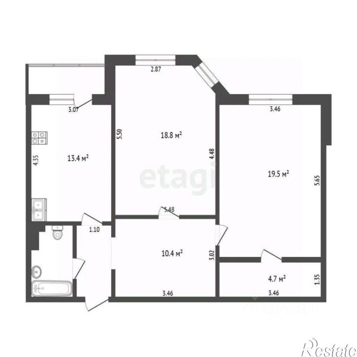 2-комн квартира ул Малыгина, 8,  д. 8