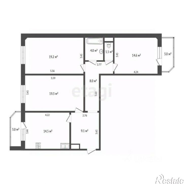 3-комн квартира ул Николая Семенова, 27 3,  д. 27 3,  к. 3