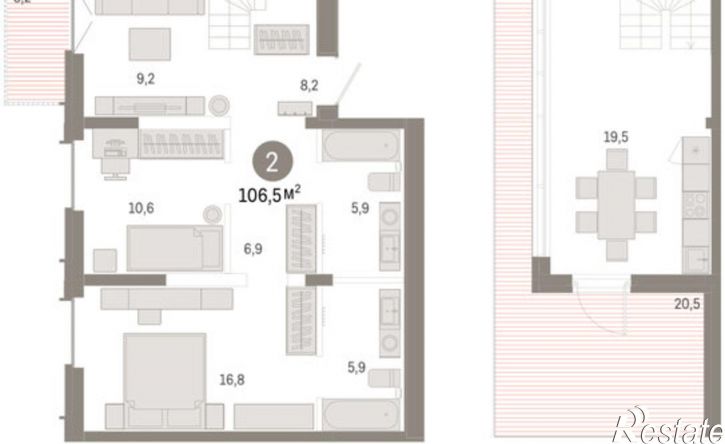 2-комн квартира ул Республики, 205 19,  д. 205 19,  к. 19