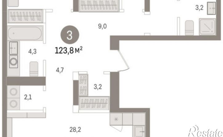 3-комн квартира в новом доме ул Мысовская, 26,  д. 26
