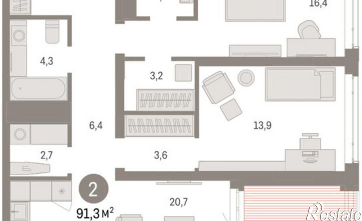 3-комн квартира в новом доме ул Республики, 205/5,  д. 205/5