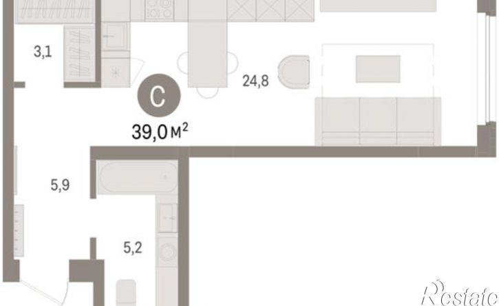 1-комн квартира в новом доме ул Мысовская, 26,  д. 26