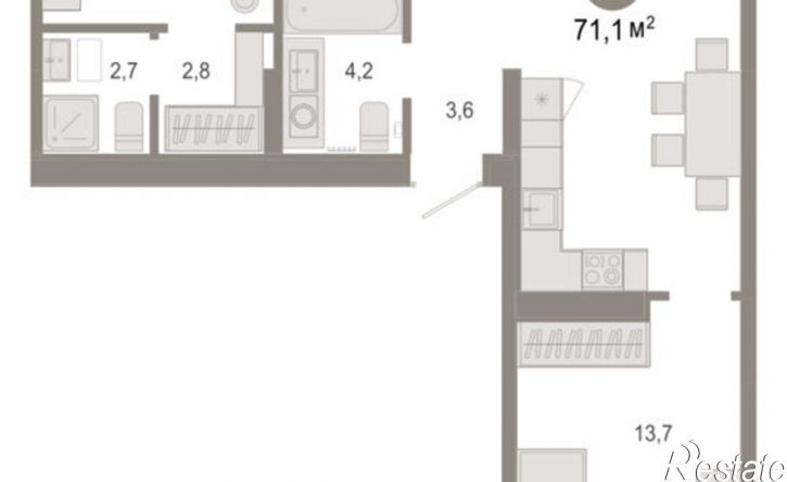3-комн квартира в новом доме ул Краснооктябрьская, 4 3,  д. 4 3,  к. 3