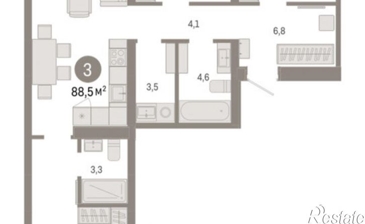 3-комн квартира в новом доме ул Республики, 205/5,  д. 205/5