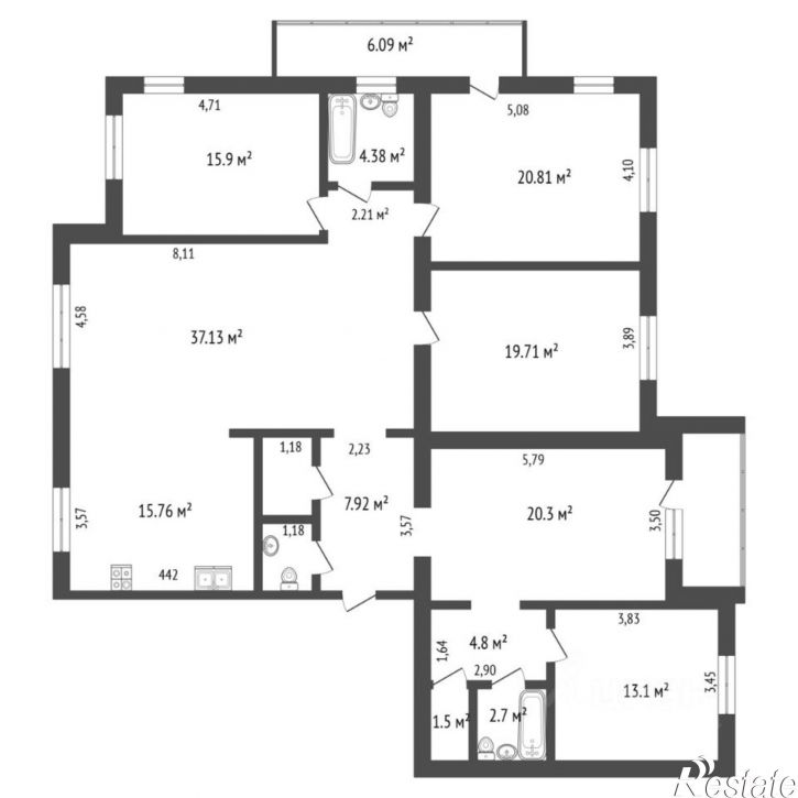 6-комн квартира ул Валерии Гнаровской, 12 6,  д. 12 6,  к. 6