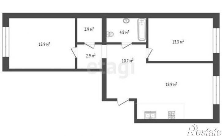 2-комн квартира ул Республики, 204 12,  д. 204 12,  к. 12