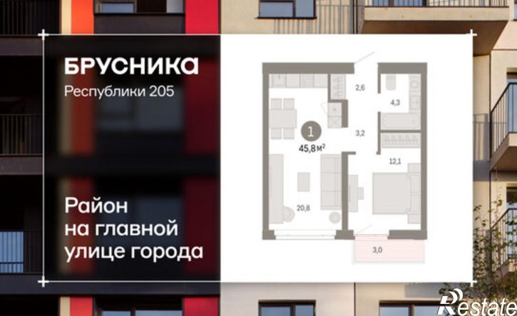 2-комн квартира в новом доме ул Республики, 205/5,  д. 205/5