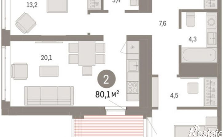 3-комн квартира в новом доме ул Республики, 205/5,  д. 205/5