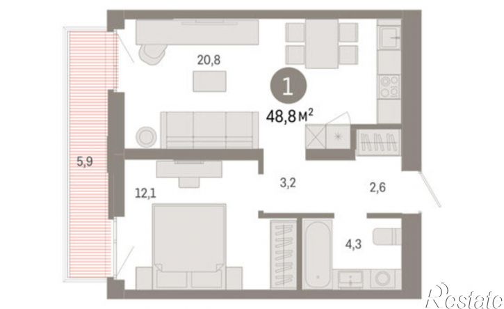 2-комн квартира в новом доме ул Республики, 205/5,  д. 205/5