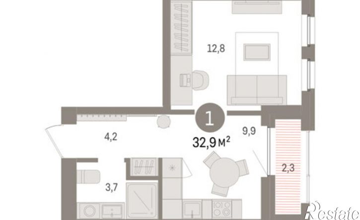 2-комн квартира в новом доме ул Мысовская, 26,  д. 26