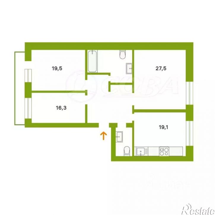 3-комн квартира ул Сакко, 5,  д. 5