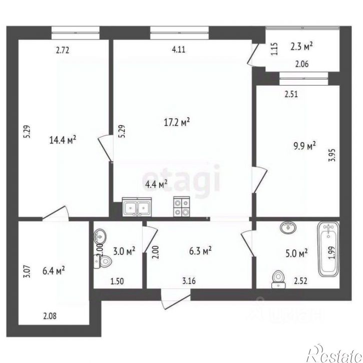 2-комн квартира ул Василия Севергина, 2 2,  д. 2 2,  к. 2