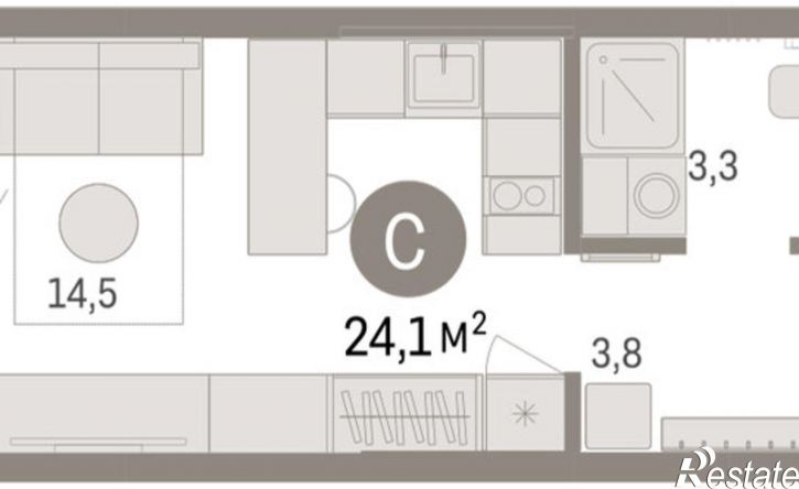 1-комн квартира ул Краснооктябрьская, 4 3,  д. 4 3,  к. 3