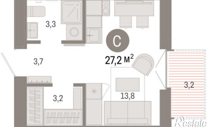 1-комн квартира ул Республики, 205 19,  д. 205 19,  к. 19