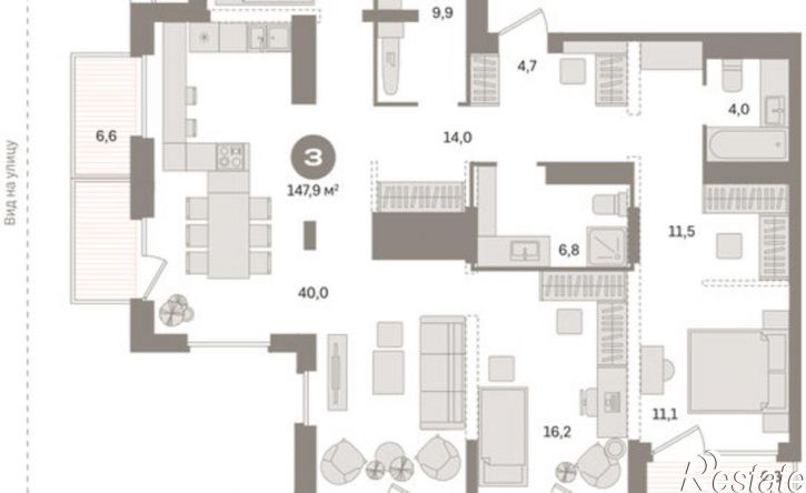 3-комн квартира Краснооктябрьская улица, 4к1