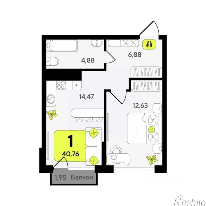 1-комн квартира в новом доме ул разведчика Кузнецова, 10,  д. 10