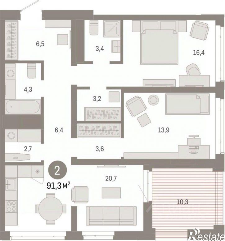 2-комн квартира в новом доме ул Республики, 205/5,  д. 205/5