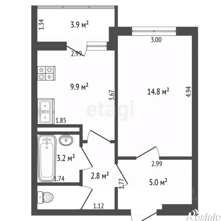 1-комн квартира ул Николая Зелинского, 19,  д. 19