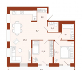 2-комн, 64 кв м, этаж 9/14 улица Новаторов, 30