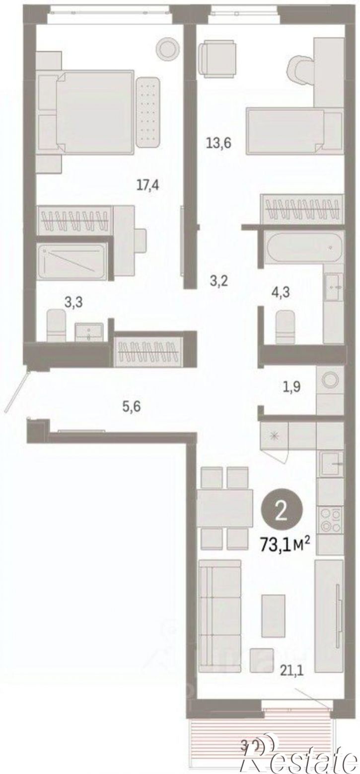 3-комн квартира в новом доме ул Республики, 205/5,  д. 205/5