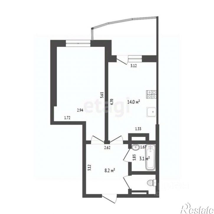 1-комн квартира улица Николая Фёдорова, 17 к2,  д. 17 к2