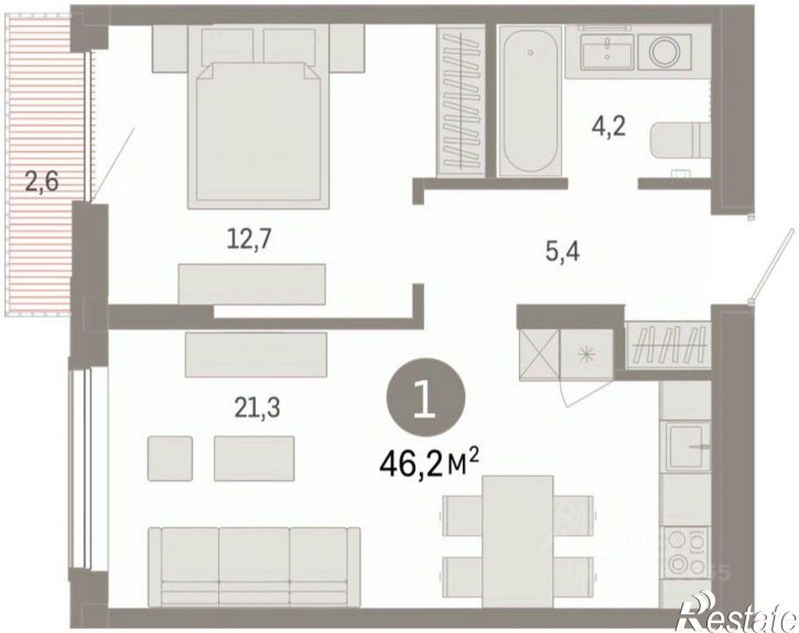 1-комн квартира в новом доме Краснооктябрьская улица, 4 к2,  д. 4 к2