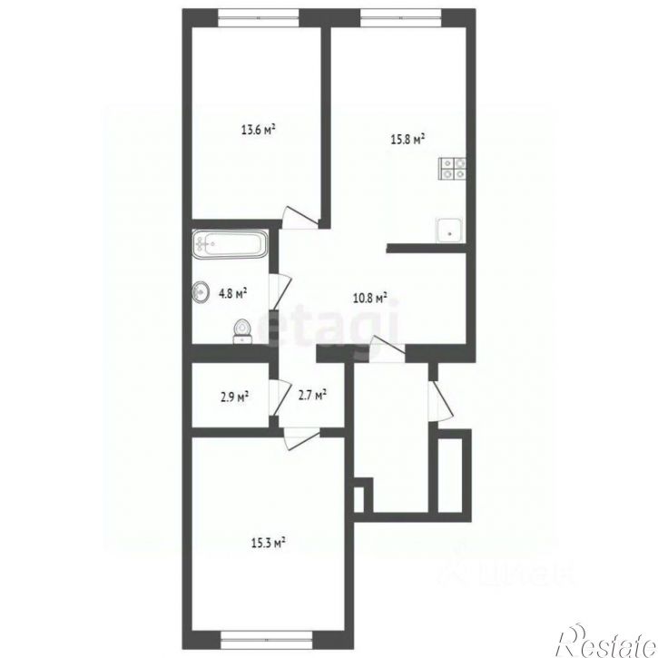 3-комн квартира улица Республики, 204 к12,  д. 204 к12