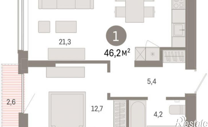 1-комн квартира ул Краснооктябрьская, 4 3,  д. 4 3,  к. 3