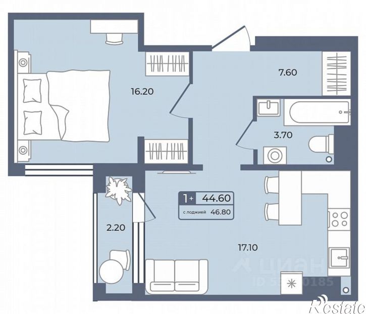 1-комн квартира в новом доме ул Энергетиков, 42 5,  д. 42 5,  к. 5