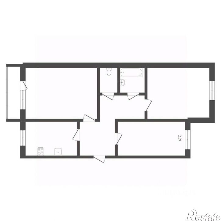 3-комн квартира ул Красина, 8,  д. 8