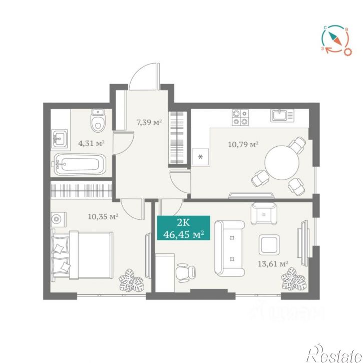 2-комн квартира в новом доме ул Тимофея Чаркова, 81 2,  д. 81 2,  к. 2