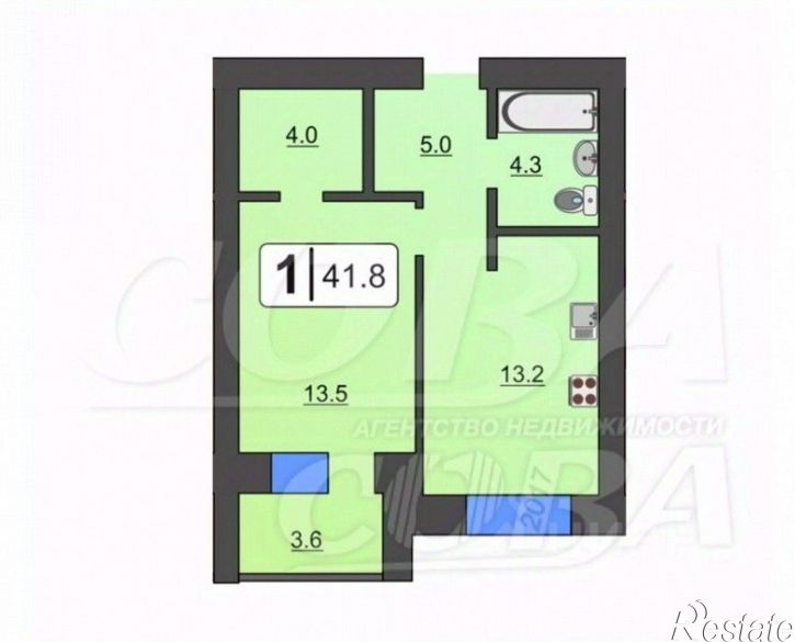1-комн квартира ул Полевая, 105 2,  д. 105 2,  к. 2