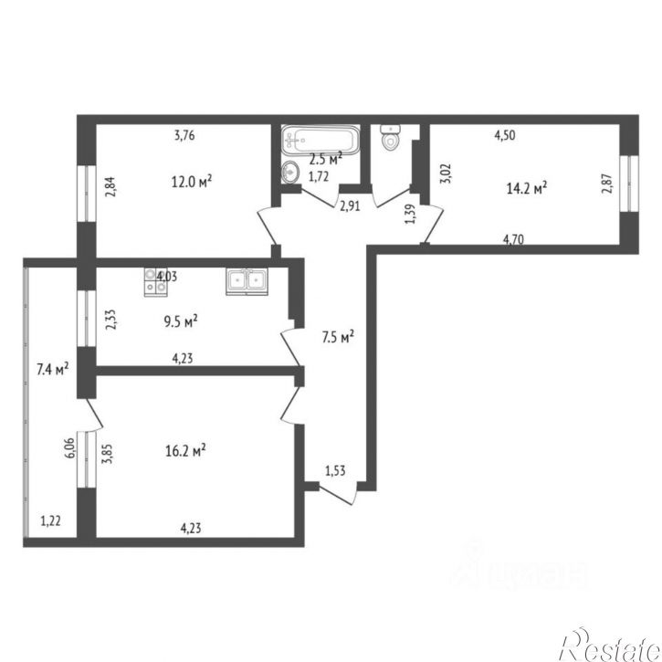 3-комн квартира ул Малиновского, 4 1,  д. 4 1,  к. 1
