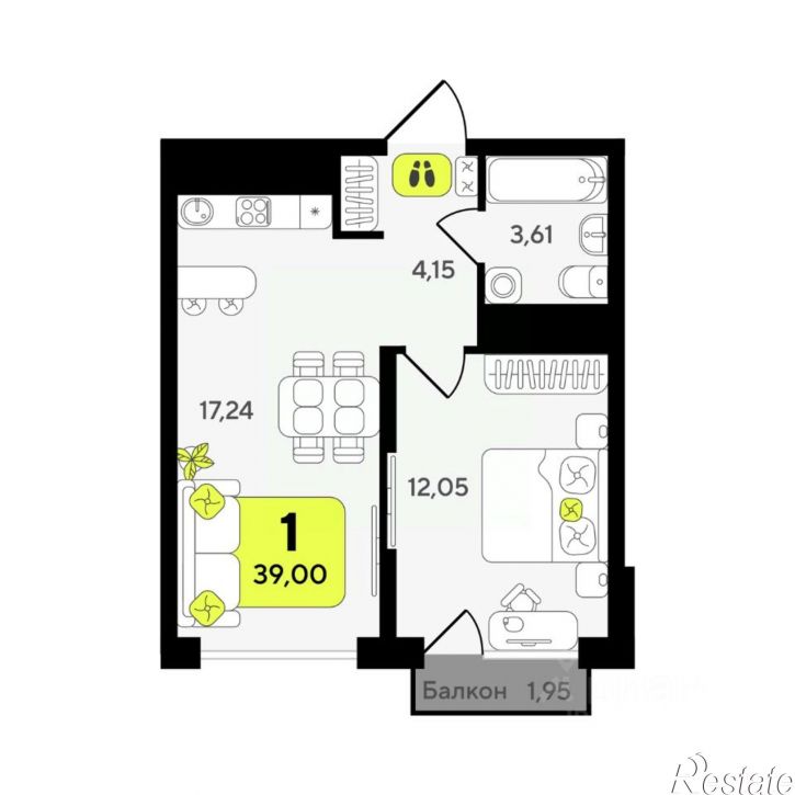 1-комн квартира в новом доме ул разведчика Кузнецова, 10,  д. 10