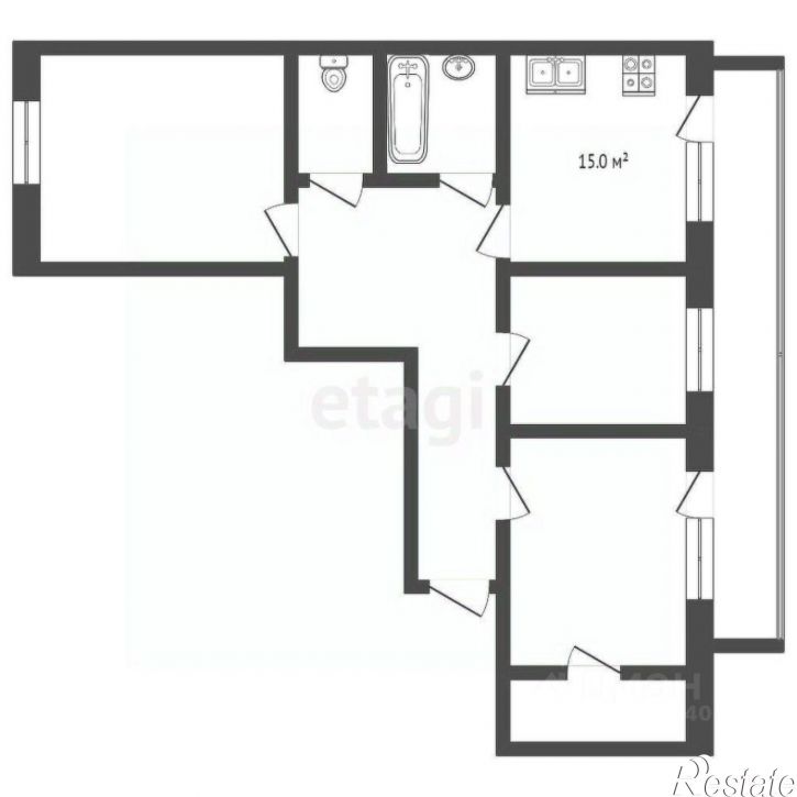 3-комн квартира ул Дмитрия Менделеева, 12,  д. 12