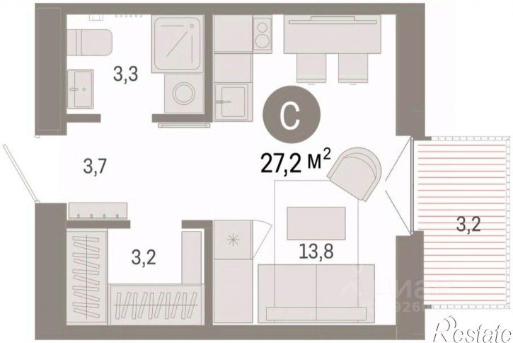 1-комн квартира в новом доме ул Республики, 205 19,  д. 205 19,  к. 19
