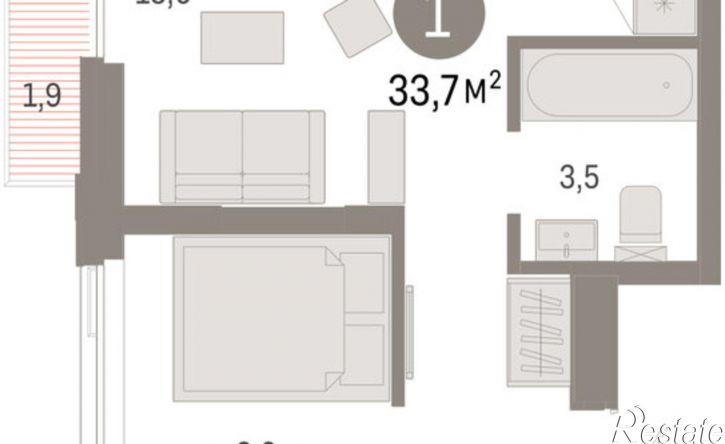 2-комн квартира в новом доме Мысовская улица, 26 к3,  д. 26 к3