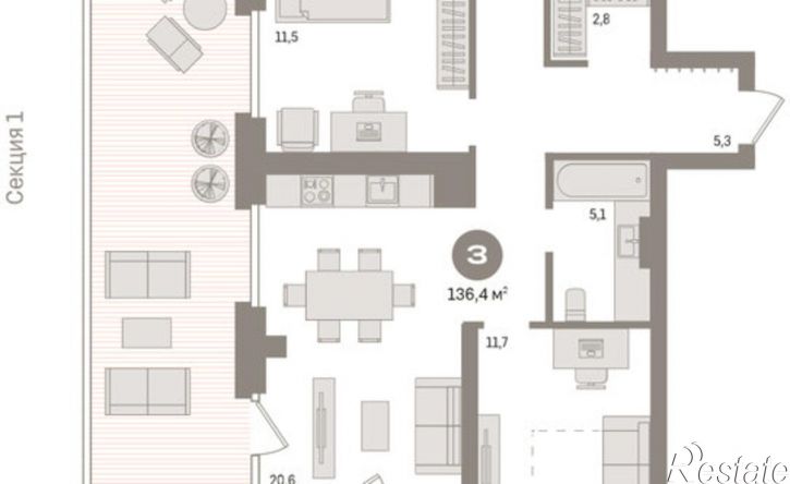 3-комн квартира Причальная улица, 9,  д. 9