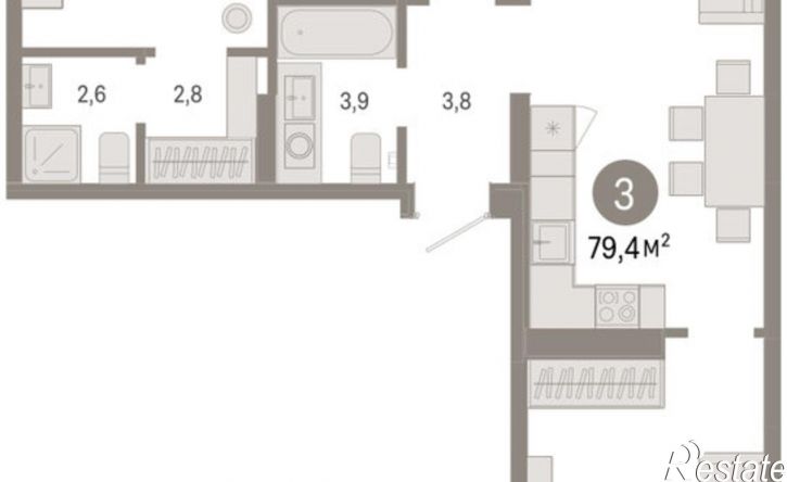 3-комн квартира ул Краснооктябрьская, 4 3,  д. 4 3,  к. 3