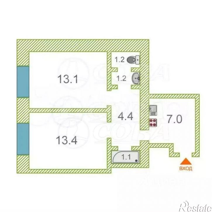 2-комн квартира ул Республики, 229,  д. 229