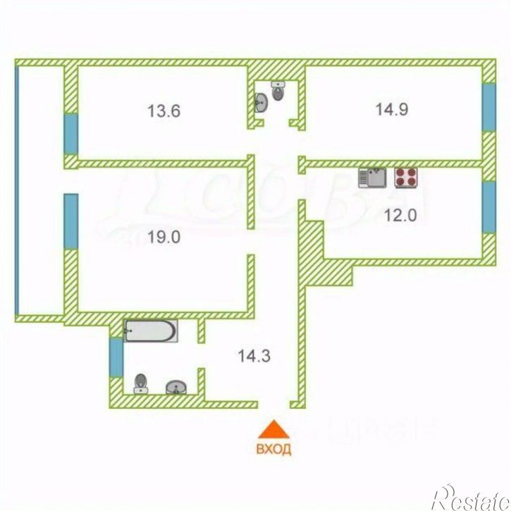 3-комн квартира ул Самарцева, 29,  д. 29