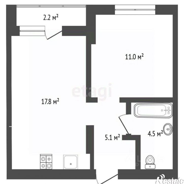 1-комн квартира ул Республики, 205 19,  д. 205 19,  к. 19