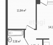 1-комн, 38 кв м, этаж 4/14 улица Андрея Приказнова, 6