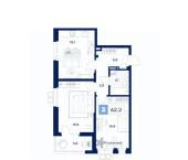 2-комн, 62 кв м, этаж 5/30 ул Агеева, 215