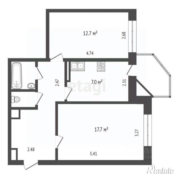 2-комн квартира ул Строителей, 49 1,  д. 49 1,  к. 1
