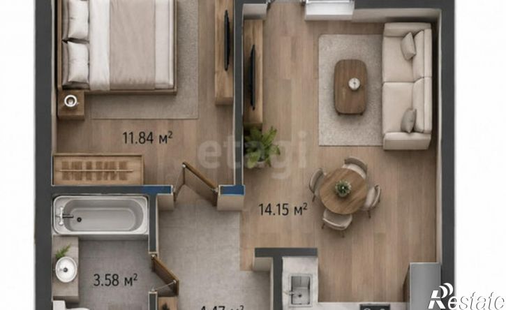 1-комн квартира в новом доме улица Андрея Приказнова, 6