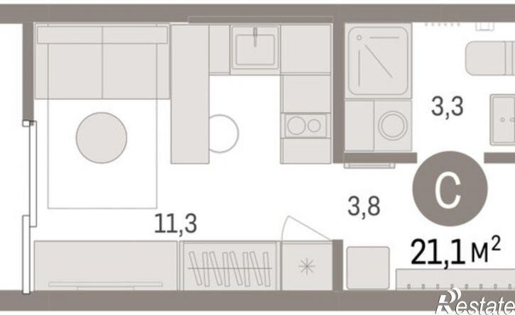 1-комн квартира ул Краснооктябрьская, 4 3,  д. 4 3,  к. 3