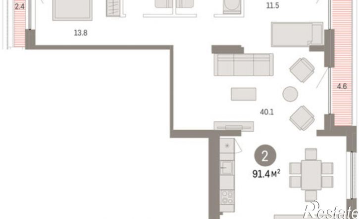 3-комн квартира в новом доме ул Краснооктябрьская, 4 3,  д. 4 3,  к. 3